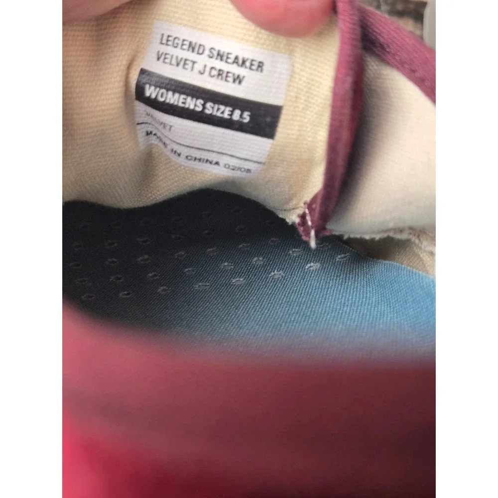 SeaVees for J.Crew Legend Burgundy Velvet Ribbon Lace Sneakers 8.5 Coquette